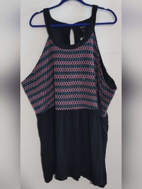 Torrid Black Tank with Multicolor Embroidered Yoke 6XL